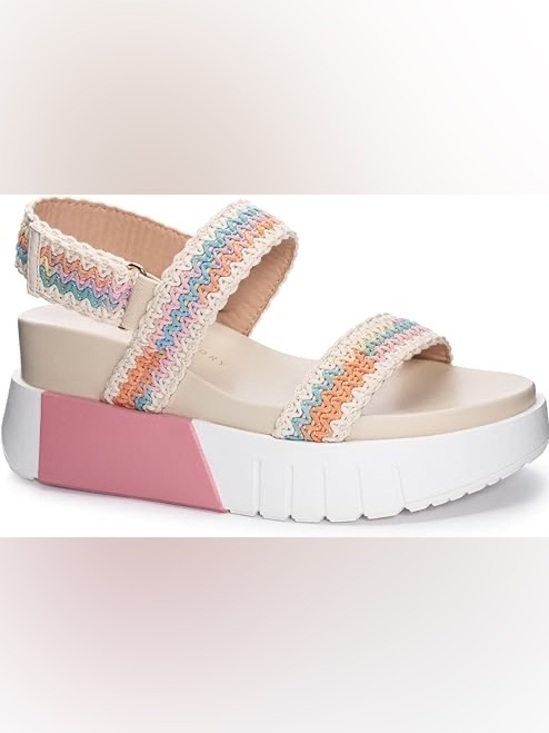 Chinese Laundry Shoes - Chinese Laundry Eagan Crochet Sandals Chunky Adjustable Size 7 Pastel